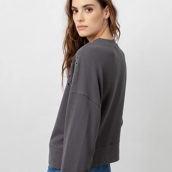 NWT $148 Rails Alice Vintage Black (gray) Eyelet Embroidery Sweater - Small! - Picture 4 of 4